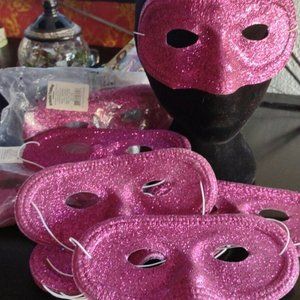 33 Pink Glitter Masks Halloween Birthday Fuchsia Mardi Gras Hot Pink Parties